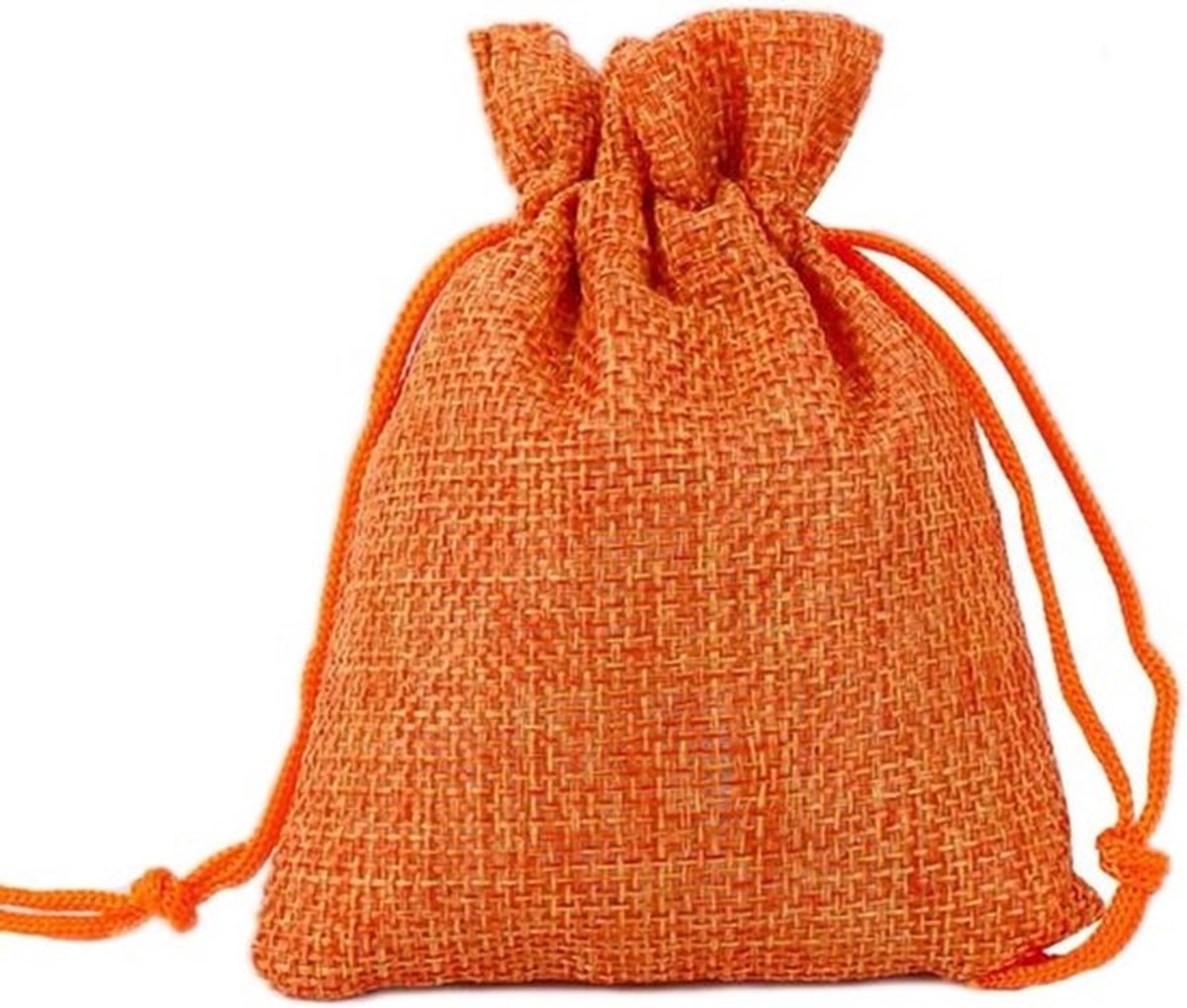 Cadeauzakjes van Jute 7x9 cm - 30 stuks | Trekkoord zakjes voor Kerst, bruiloft, feest - Sieraden, cadeaus - Oranje