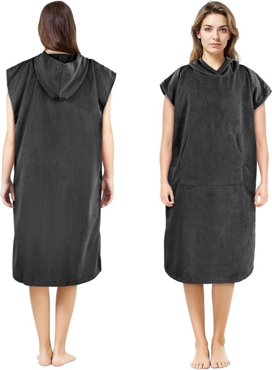 Unisex microvezel handdoek poncho 110 x 78 cm - Sneldrogende badponcho met capuchon voor volwassenen, ideaal voor strand en surfen