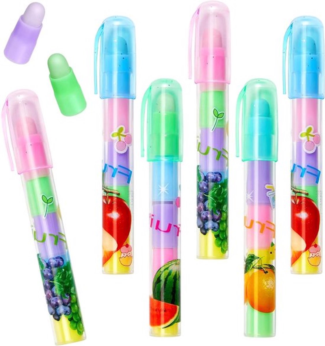 12 stuks pennen stijl gummen in fruitstijl voor kinderen en kunstenaars.