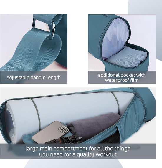 Yogamat Tas - Sporttas - Fitness Benodigdheden - Waterbestendige Bodem - Ruim Interieur - Blauw van Yogamat — afbeelding 5