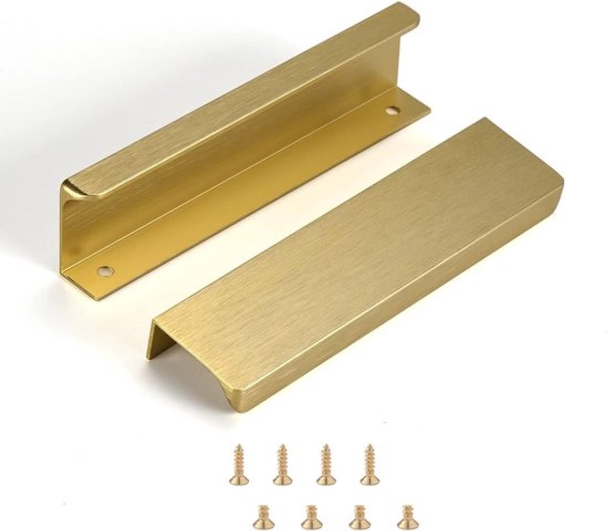 Set van 10 Verborgen Deurgrepen voor Keuken en Meubels - Moderne Aluminium Handgrepen in Goud, Lengte 150mm voor Kasten en Lades