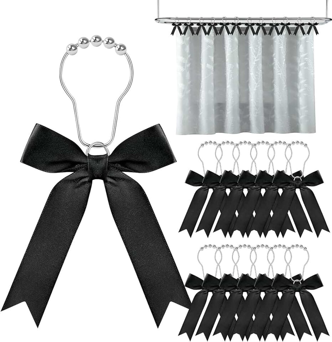 Haken met strik, schattige badkameraccessoires met strik, decoratiebenodigdheden, roestvrijstalen doucheringen met fijn vakmanschap, accessoires geschikt voor kunstruimtes