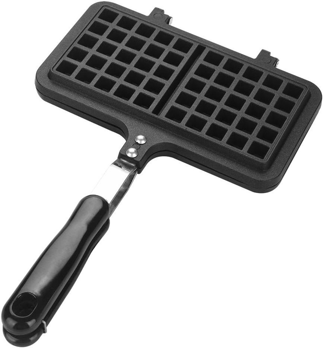 Wafelijzer Dubbel - Wafelpan Bakvorm - Ontbijt Maken - Antiaanbaklaag - 33.5 cm - Zwart