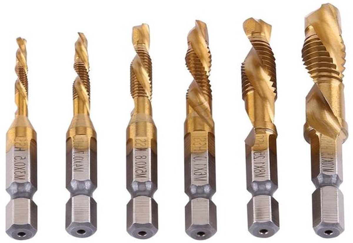 Handkraan Set - Hogesnelheidsstaal met Titanium Coating - 1/4 inch en Metrische Schroefdraad - M3, M4, M5, M6, M8, M10 - Hoge Hardheid & Duurzaamheid
