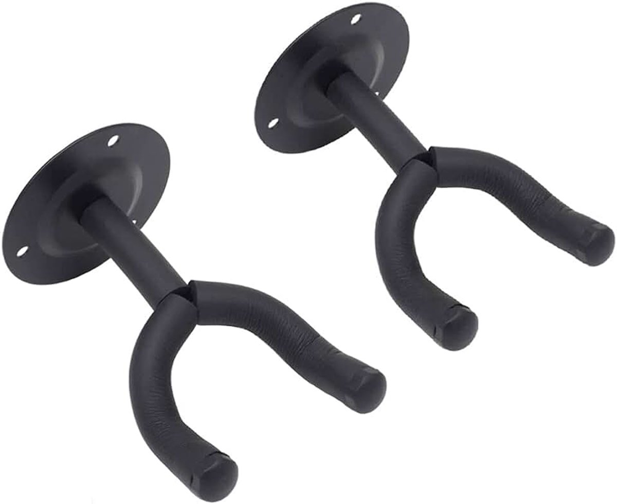2 stuks wandhouder voor kleerhangers en gitaar, met schroeven, gitaarhaken, voor akoestisch, bas, elektrische gitaar, mandoline, banjo en ukelele enz.