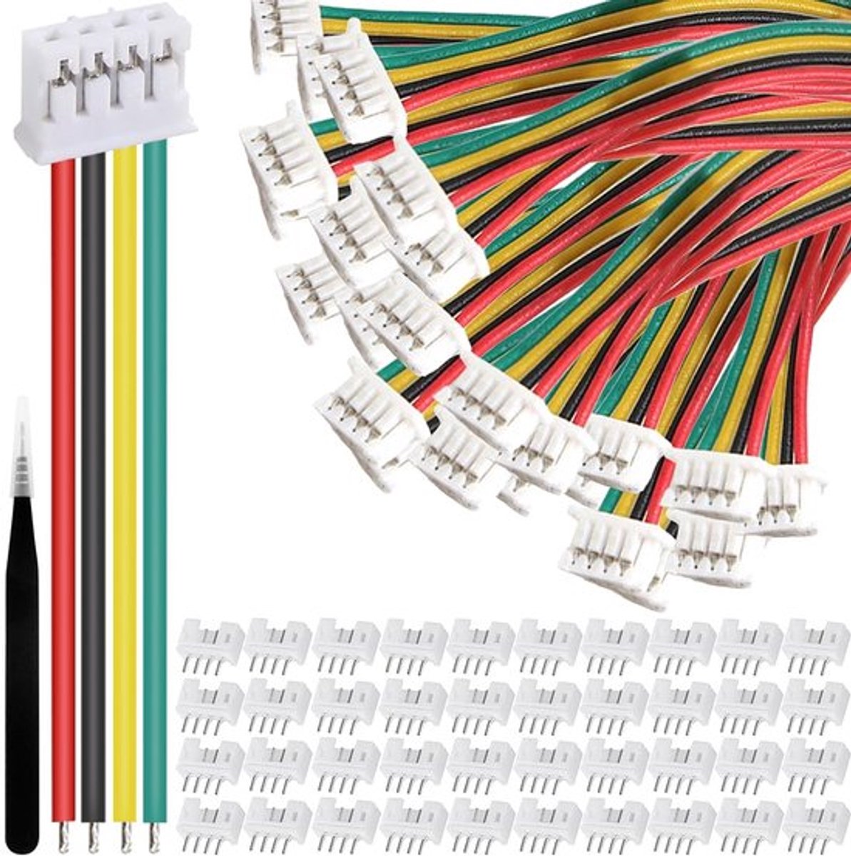 Dailygoody - JST PH 2.0 connectoren-set - 40 stuks - 4-pins - 15 cm kabel - Geschikt voor RC speelgoed en PCB - Ideaal voor elektronica-projecten
