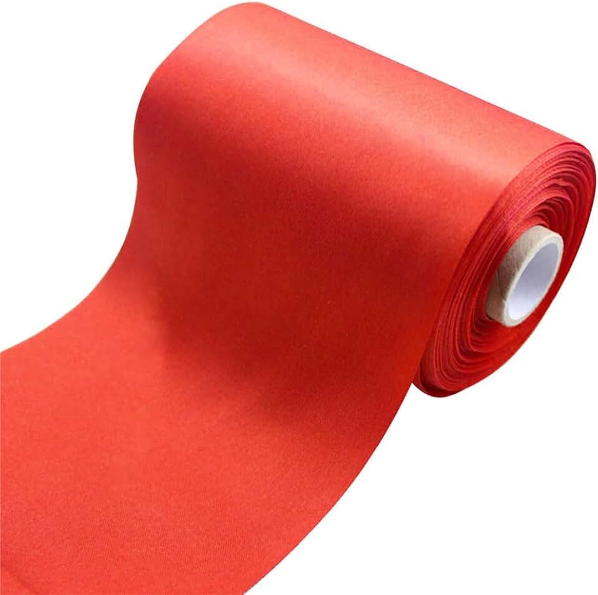 Satijnen lint, 1 stuk, 10 cm x 20 m, decoratief lint, stoffen lint voor openingsceremonie, stoelstrikken, lint voor bruiloft, verjaardag, Kerstmis, decoratie, wit, rood