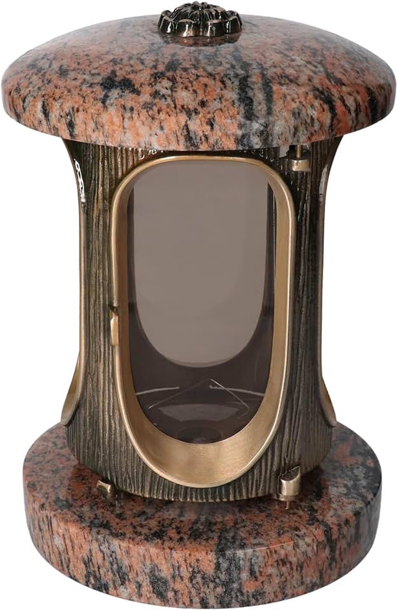 Graflantaarn graniet koningsbrons hoogte 23 cm/Ø 15 cm brons met rozet