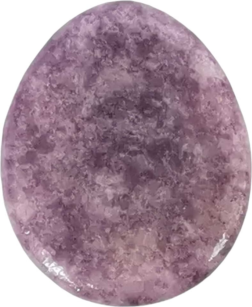 Paarse lepidoliet waterdruppels chakra duim zorgen steen, stress relax genezing Reiki kristallen zakken palmstenen