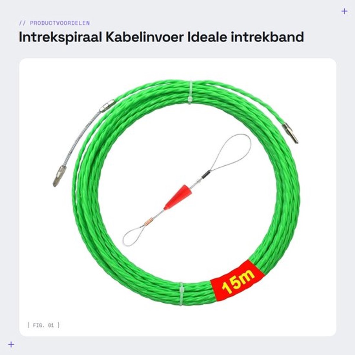 Intrekspiraal 15 m - Polyester Kabelinvoer - Intrekband φ4,5 mm - Geleidingsveer - Ideale Intrekhulp - Voor Kabels en Lege Buizen - Kabeltrekker