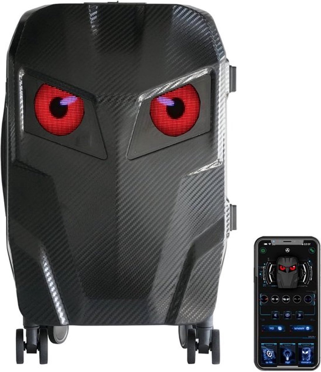 Reis Koffer met 20 Inch 48 x 48 Pixels DIY Programmeerbaar Kleurscherm, Bewerkt via App, Multifunctionele Hardshell Koffer voor Mannen en Vrouwen, Ideaal voor Vakanties en Weekendjes Weg