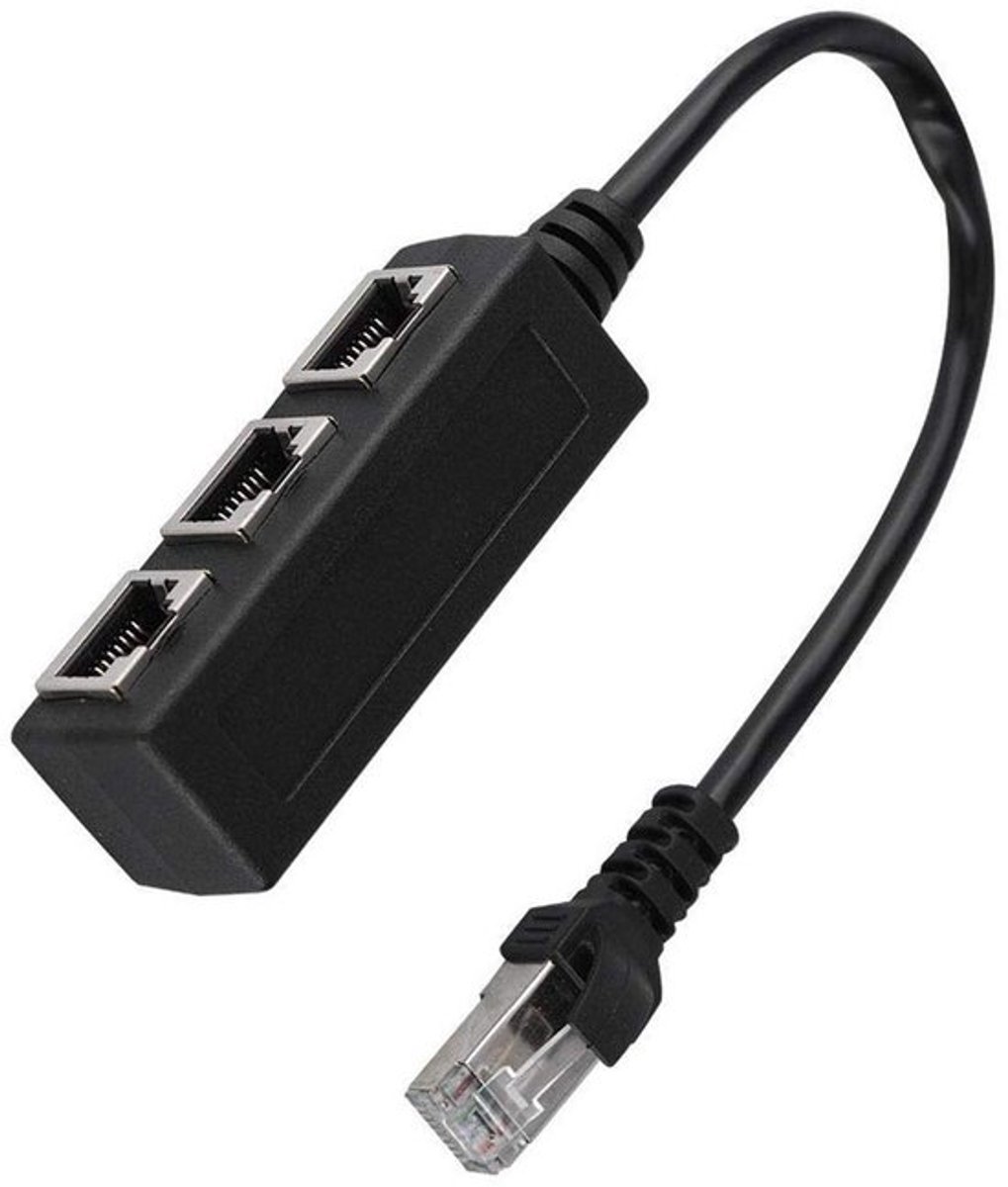 RJ45 Ethernet-splitter - 1 Male naar 3 Female poorten - kabelverlenging