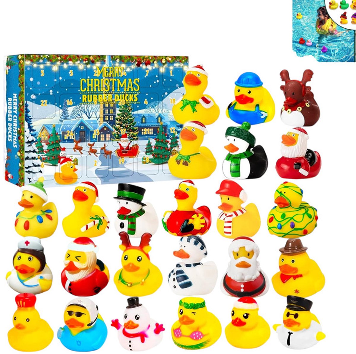 1 stuk - Kerst Rubber Duck - Halloween Kerst Advent Kalender Box - Time Blind Box Toys - 24 Rubber Ducks - Perfecte Kerstfeest Gunsten voor Jongens en Meisjes - 24 Dagen Kerst Aftelkalender