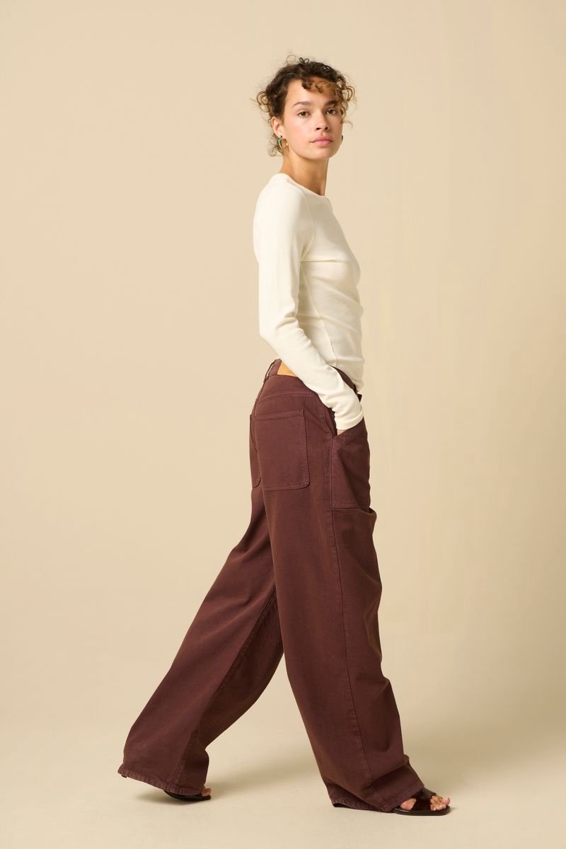 Sissy-Boy - Donkerbruine mid waist barrel broek