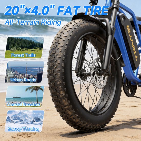 Elektrische Fiets - Elektrische fietsen - Motor 250W - 20 Inch City Commuter EBike - max belasting 150kg - kleurendisplay - 25 km/h - 7 Versnellingen - 3 rijmodi - Verwijderbare accu met slot - Blauw — afbeelding 3