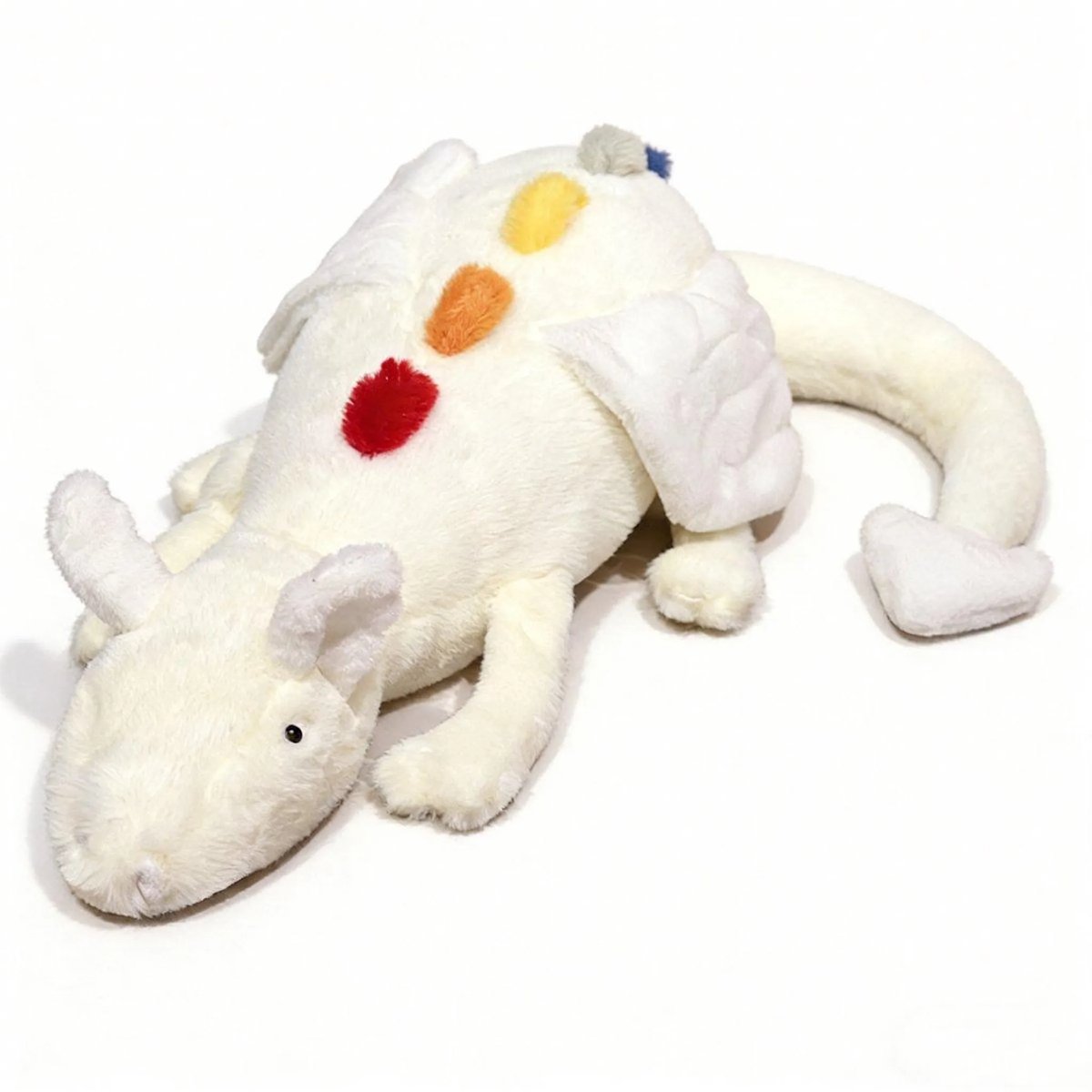 Casalora Pluche Knuffel – Draakkussen Drake Knuffel – 50 cm – Sknuffel Dino Speelgoed – Regenboog wit