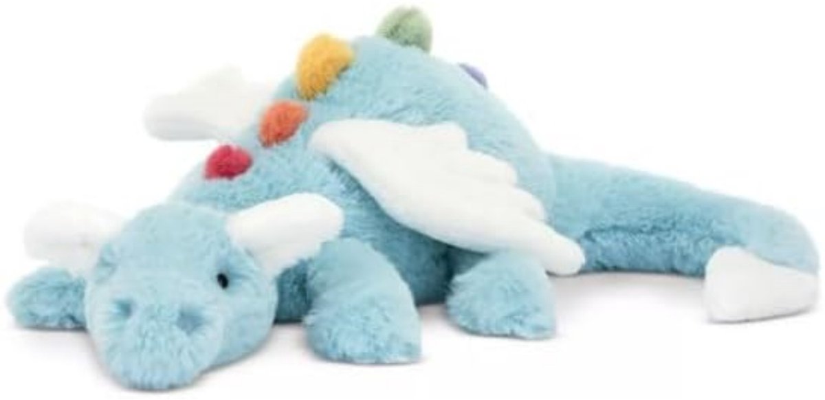 Casalora Pluche Knuffel – Draakkussen Drake Knuffel – 85 cm – Sknuffel Dino Speelgoed – Blauw