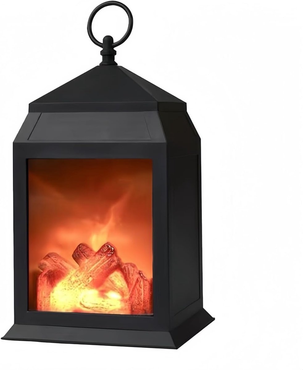 Gesimuleerde LED-haardlantaarn, USB- en batterijgevoed, vlamloos licht met gesimuleerde vlam, decoratieve tafellamp, mini-haardornament voor een gezellige huisdecoratie, vrijstaande elektrische houtkachel(B)