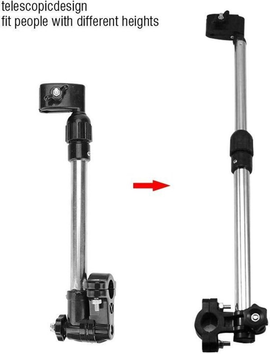 Parapluhouder Hoogwaardige Roestvrij Stalen Beugel - Telescopische Polsysteem - Geschikt voor Fiets/Stoel/Wagen - Verstelbare Hoek - Stevige Constructie