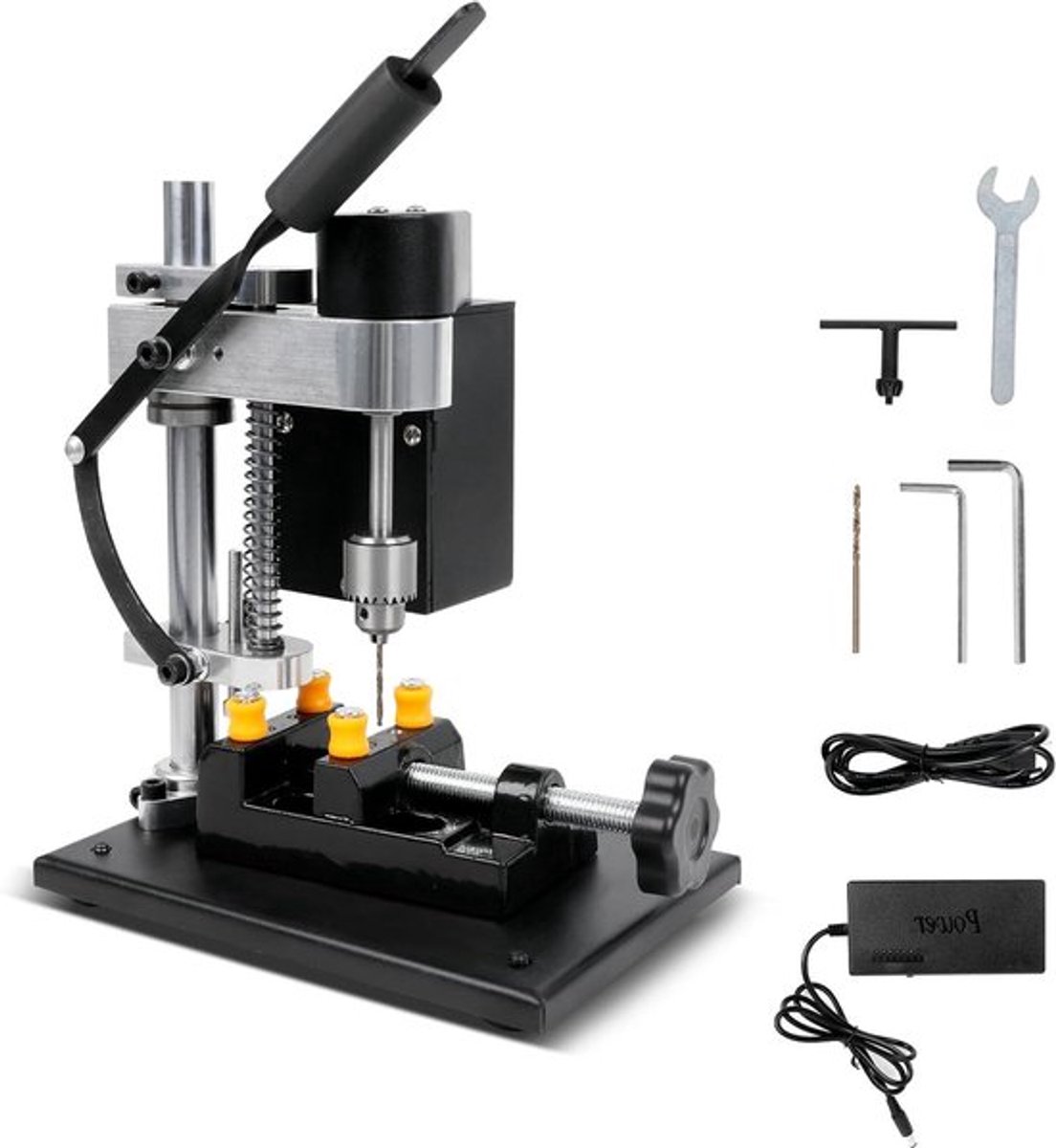 Kolomboormachine 200W met 7 snelheden en 50 mm boorslag, bankschroef en EU-stekker