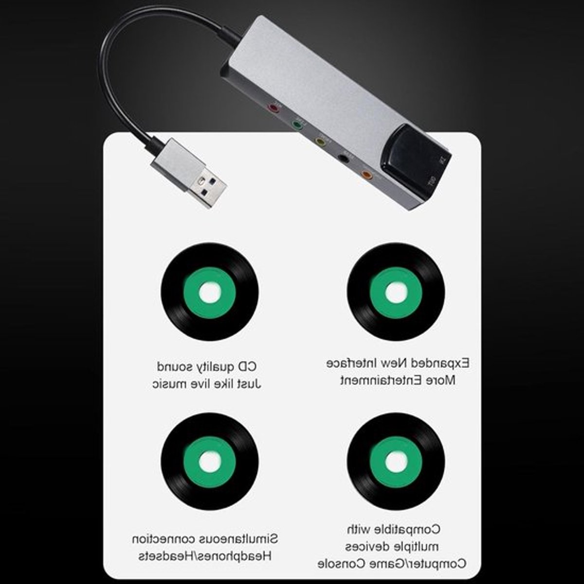 Externe USB Geluidskaart met 48KHz, Digitale Opnamefunctie en 5.1/7.1 Surround Sound Ondersteuning, Ideaal voor Gaming en Muziekproductie