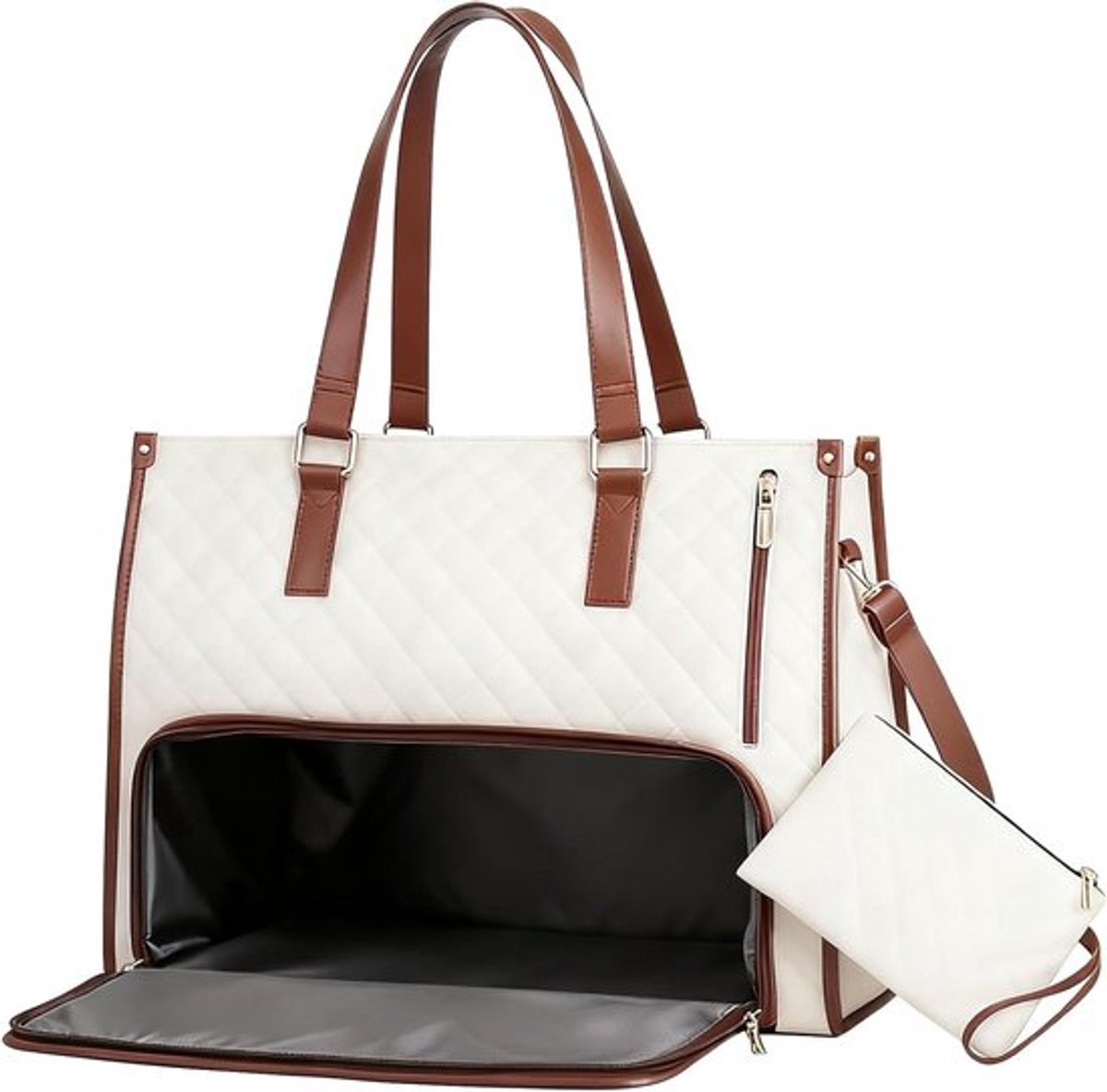 2-in-1 Lunch Bag met Compartimenten, Grote Schoudertas en Apart Portemonnee voor Vrouwen, Ideaal voor Kantoor en Dagelijks Gebruik