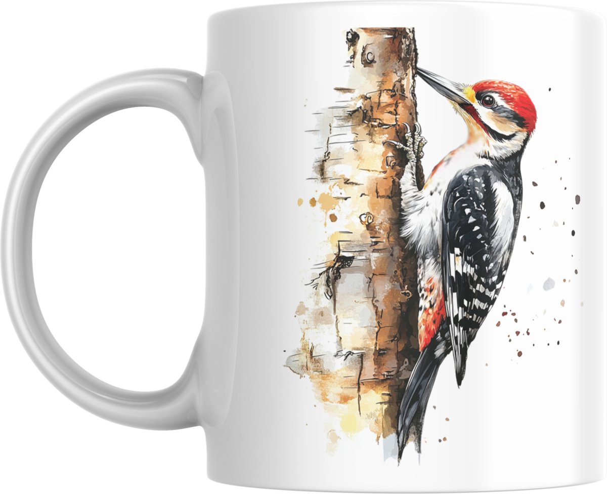 Keramische Mok met Specht - Uniek Ornitholoog Cadeau