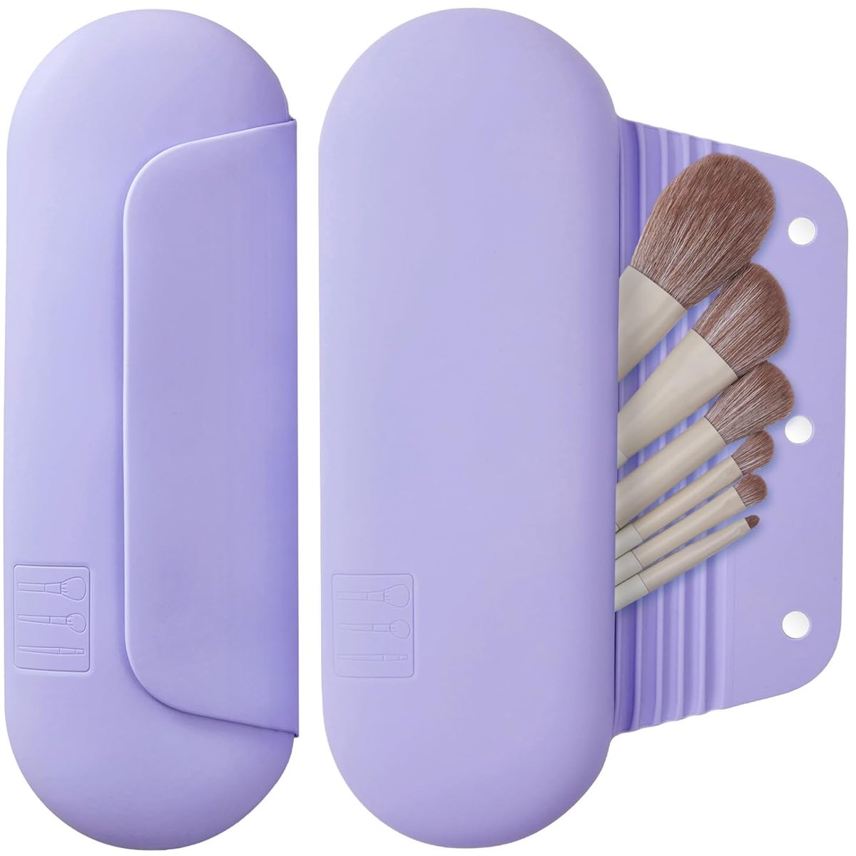 Make-Uptasjes - Siliconen Make-Upborstelhouder - Siliconen Cosmeticatas - Reis Make-Upborstelhouder - Organizer voor Kwasten en Tools - Met Verbeterde Magnetische Sluiting - Draagbare - Lavendel