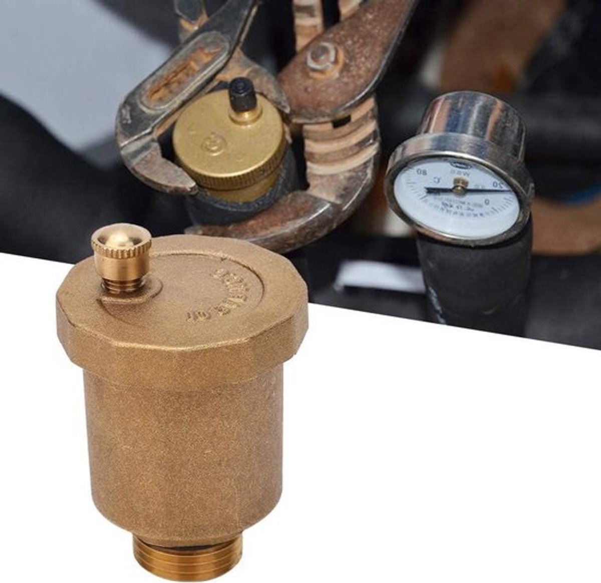 Automatische ontluchtingsklep - Messing - Buitendraad - Ketel - Schroefdraad - Geschikt voor G1/2"