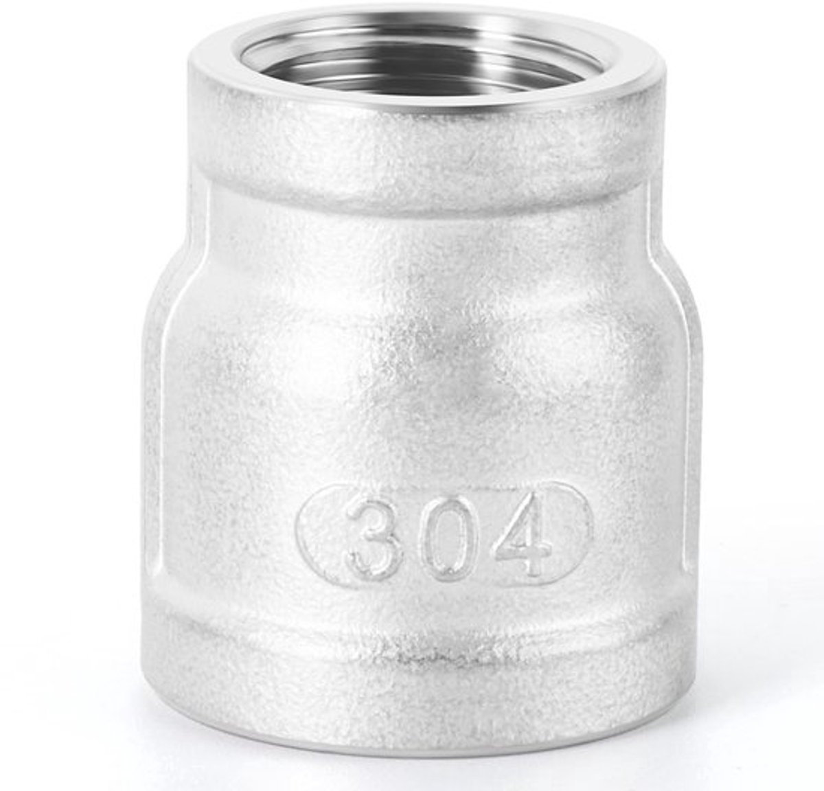 Reductiekoppeling 1" x 1/2" BSP - Roestvrij Staal 304 - Waterbuisfitting - Hoge Temperatuurductiliteit - Lage Magnetische Doorlaatbaarheid - Nauwkeurige Schroefdraad - Buisfitting