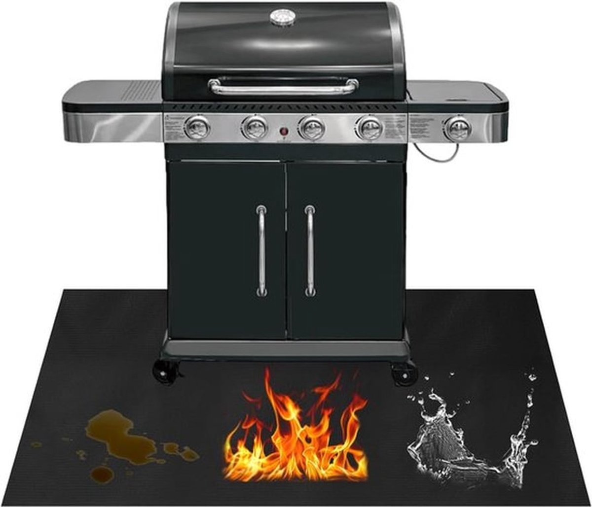 Brandwerende Mat, 120×100cm Herbruikbare Vuurmat voor Terrasplanken, Grote Onder Grillmat, Vuurvaste Mat voor Buiten, Vuurvaste Onderlegger Grill, voor Barbecue, Grond, Vuur, Gazon en Camping