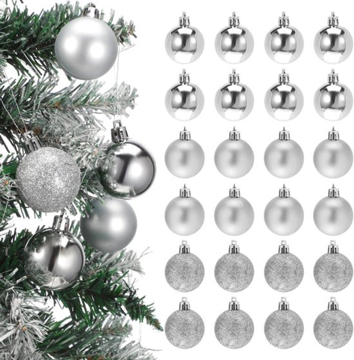 Onbreekbare kerstballen voor de kerstboom - Set van 12 stuks in diverse kleuren