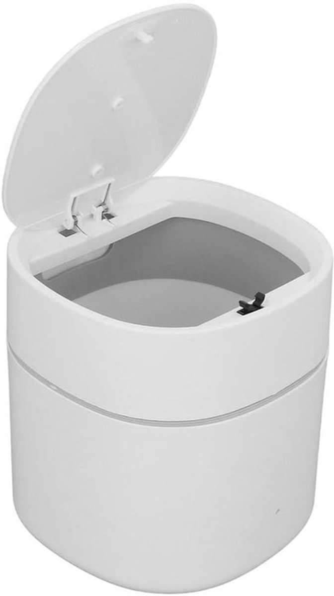 Mini bureauafvalbak - Schoonmaakemmer met deksel - puinopslag - Klein kantoor - Aanrecht prullenbak voor badkamer (wit)