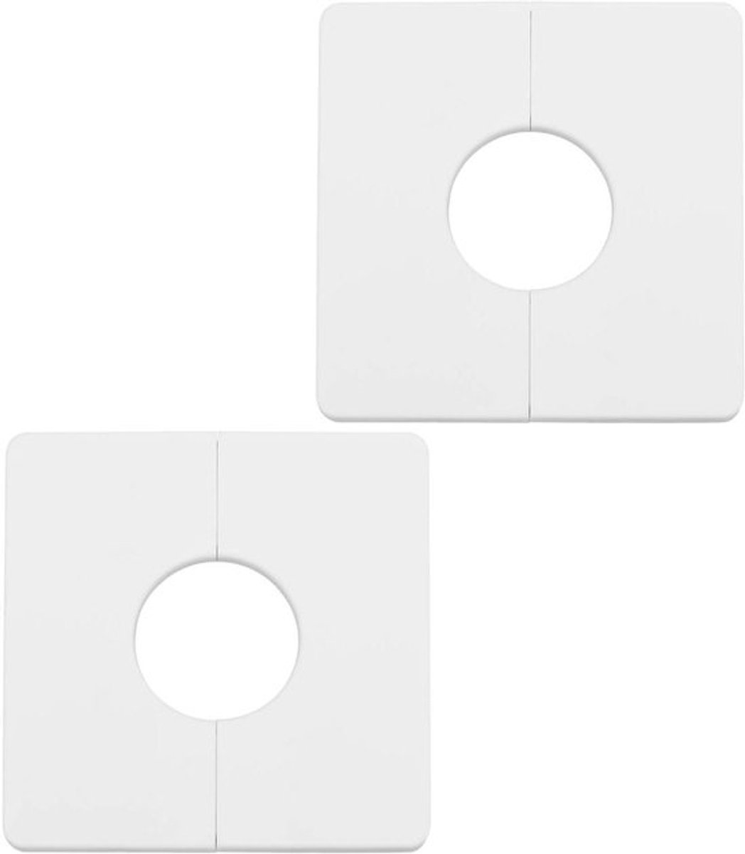- Muur Split Flens Diafragma - ABS Rozet Platen - Zelfklevend - Elektrische Draden Kranen Pijp - Wanddeksels - Geschikt voor Installatie - Zelfklevend - 2 Stuks - 33mm 86x86mm - Gebruik om Gaten te Bedekken