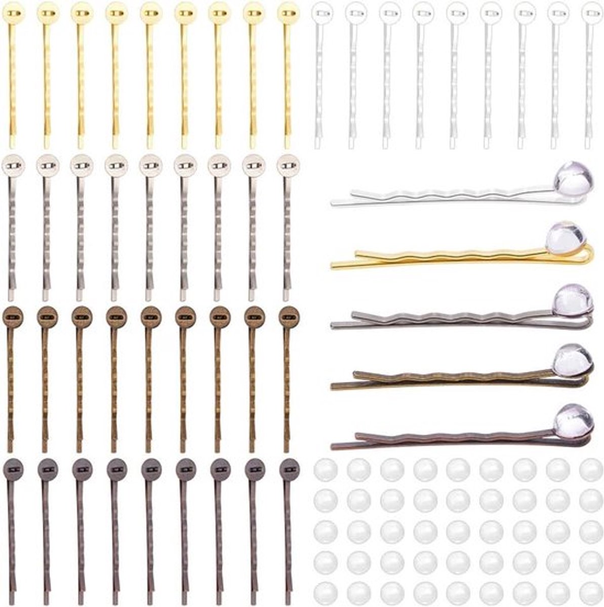- Haarspeldjes Set - Haarspelden - 50 Stuks - Verschillende Kleuren - Inclusief Haarspelden Dienblad - DIY Haarspeldjes - Geschikt voor Cameo - Glazen Cabochons - 50 Sets