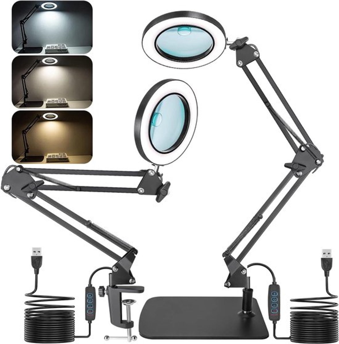 Vergrootglas met licht, standaard en led-vergrootlamp voor hobby, knutselen en reparatie
