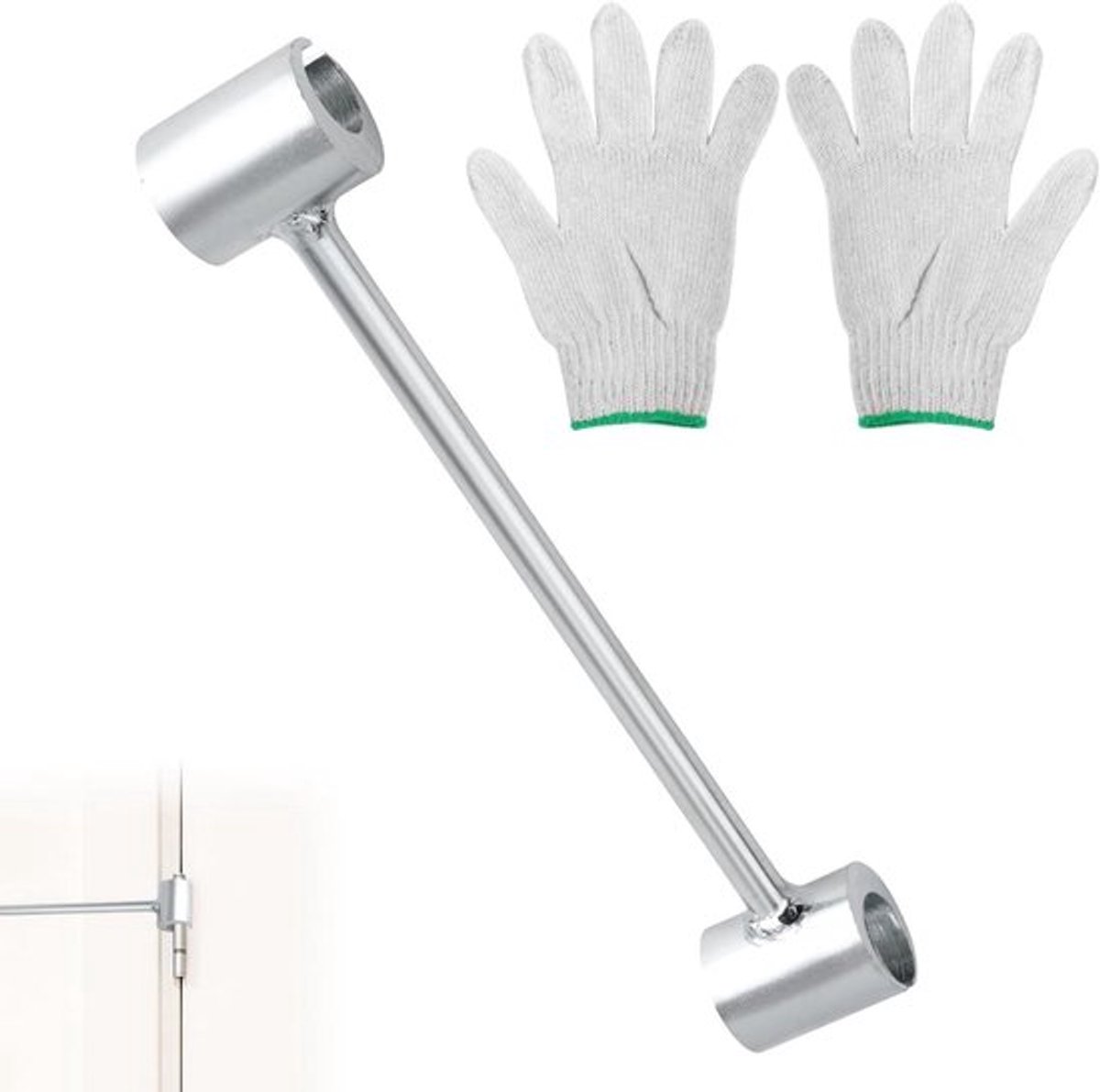 Deur scharnier afstelgereedschap - Reparatie sleutel - Stalen - Geschikt voor deuren - Zwart - Scharnierspeling - Afstelsleutel, 23-25mm - met Katoenen Draad Handschoenen