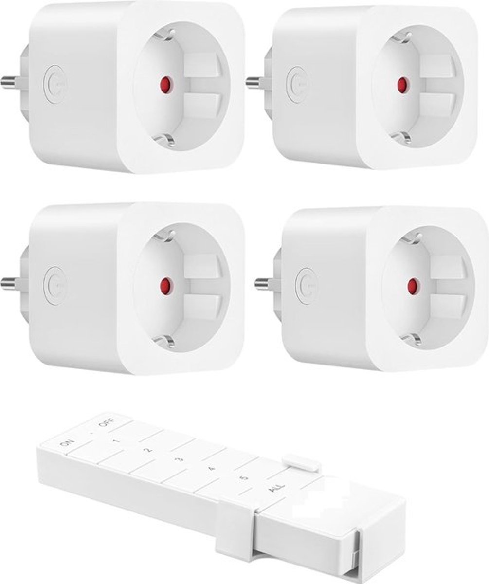 Draadloze Stopcontacten met Afstandsbediening – Set van 4 – 16A / 3680W – Plug-in Aan/Uit Schakelaar – 30m Bereik – Uitbreidbaar
