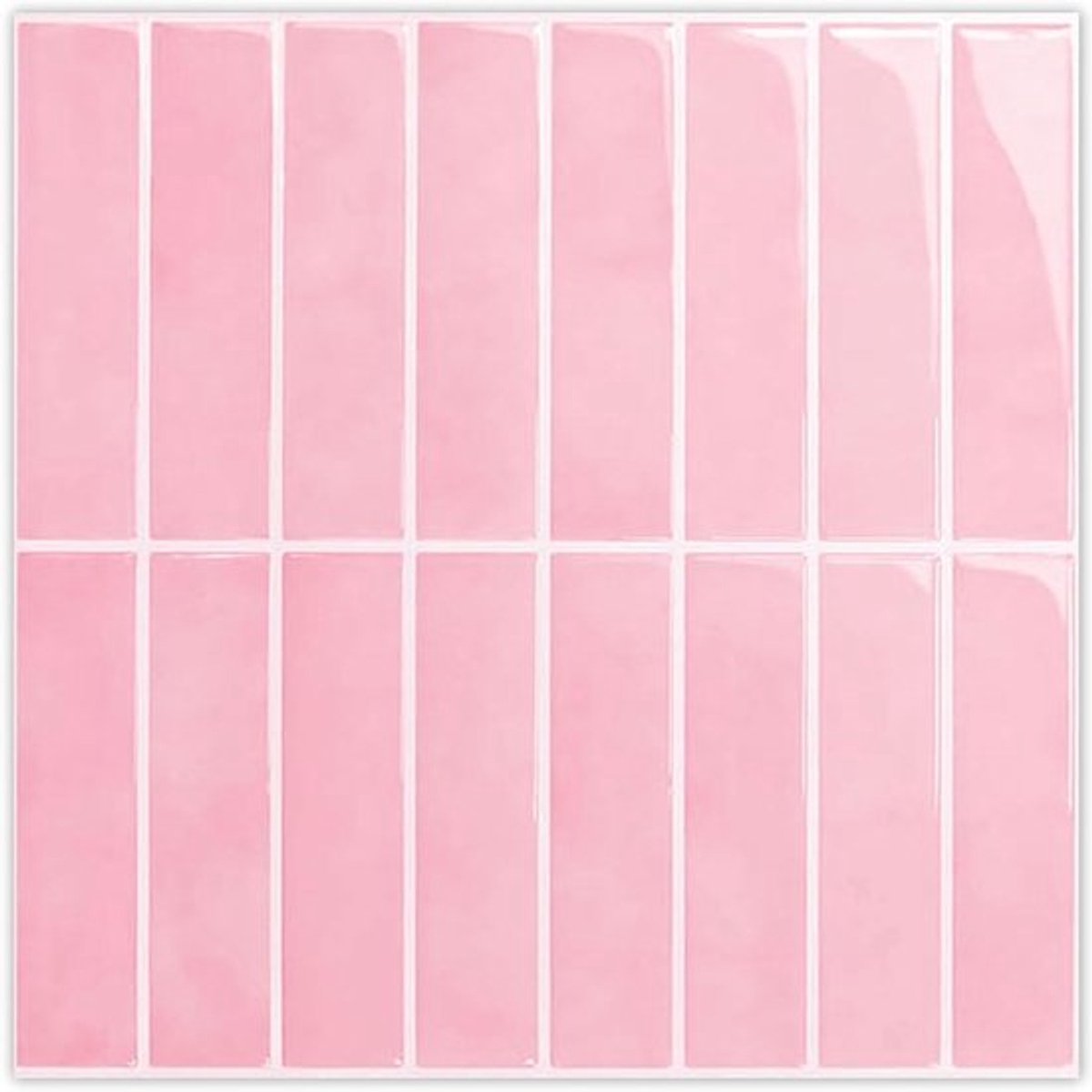 Set van 10 Zelfklevende 3D Tegelstickers voor Keuken en Badkamer - Vinyl Tegels 31 x 31 cm, Glanzend Roze, Muurdecoratie en DIY Projecten
