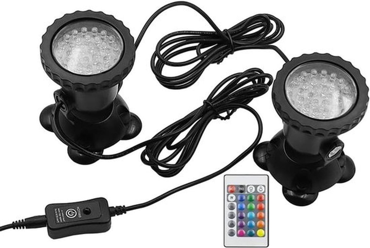LED-verlichting Tuinvijverlichting - Onderwater RGB-spotverlichting - Kleurveranderende Verlichting - LED-aquariumverlichting - Vijverlichting met Afstandsbediening - Set van 2.
