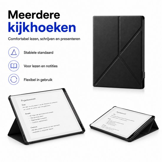 Remarkable Paper Pure hoes - Geschikt voor Remarkable Paper Pure 10.3" (2026) - 360 Graden Draaibaar - Lichtgewicht Magnetische hoes - Automatische slaap-/waakfunctie - Hoogwaardige waterdichte PU leer - Zwart — afbeelding 4