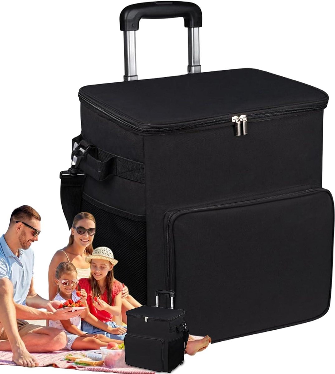 Rolkoelbox - Zachte thermobox - Buitenactiviteiten - Waterdichte isolatie - 35 liter - Zwart