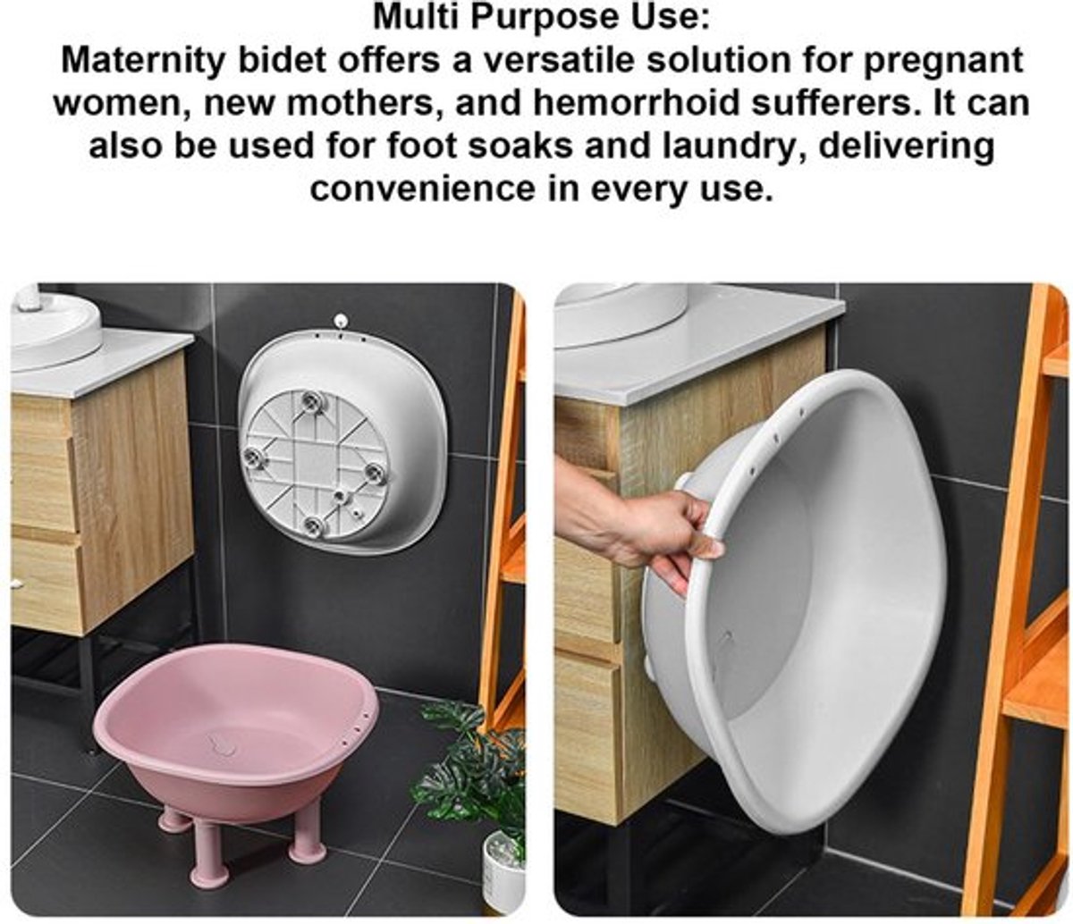 Zwangerschapsbidet Draagbaar Ontwerp - Zitbad - Antislip - Duurzaam Materiaal - Afgesloten Afvoeruitlaat - Verhoogd Ontwerp voor Comfort