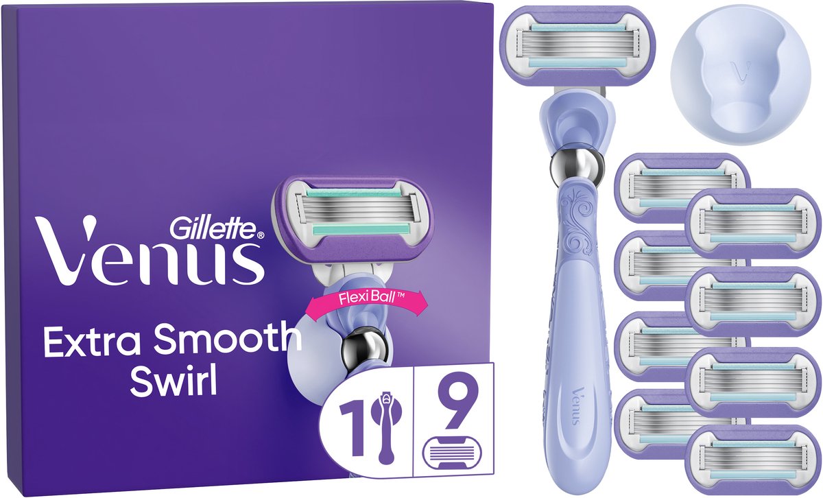 Bol.com Gillette Venus Extra Smooth Swirl - Voor Een Extra Gladde Scheerbeurt - 1 Handvat - 9 Scheermesjes aanbieding
