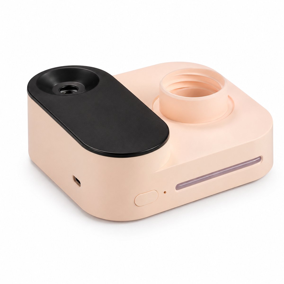 Bobypet - Draagbare Mini Luchtbevochtiger op Batterij - Draadloze Luchtbevochtiger voor op Reis en Hotel - Stille Humidifier voor Auto en Kantoor - Geschikt voor Waterfles met Nachtlampje - Roze