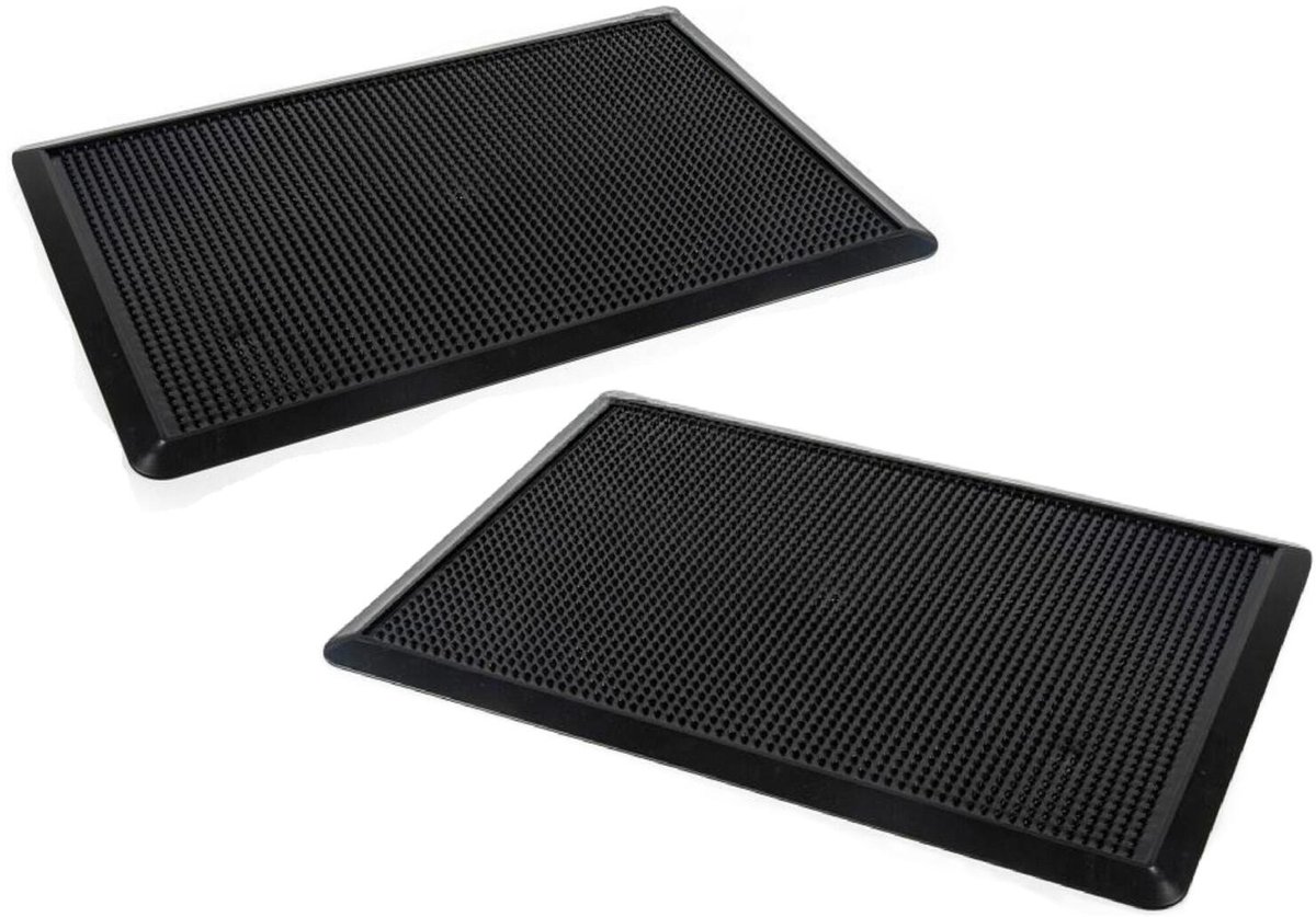 Plasticforte deurmat Rubber - 2x - kunststof - rechthoekig - 40 x 60 cm - vuil afkloppen - ruwe mat - rechthoek - voordeur