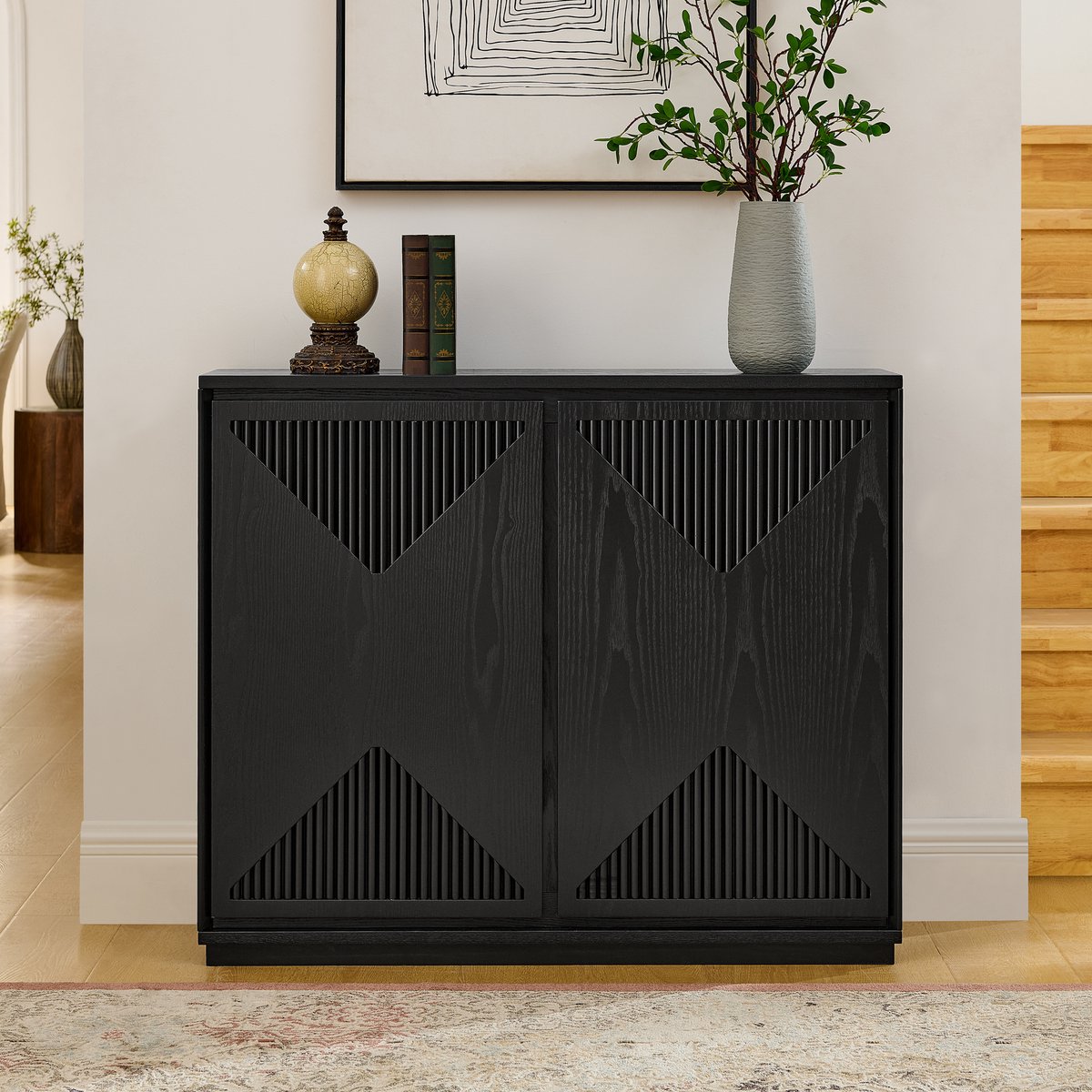 Sideboard Mid-Century-Modern Design - Stauraum Oplossing - Elegante Zwarte Kast - 99×24×83 cm