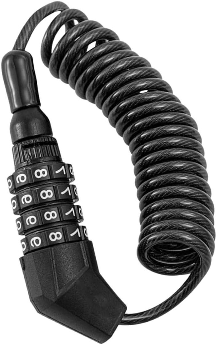 Fietshelm slot - Kabel slot - Veilig opbergen - Cilinderslot met code - 150 cm lengte - Zwart
