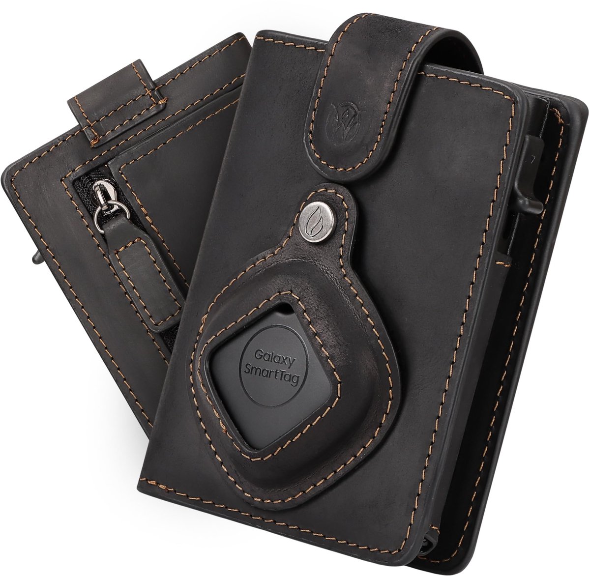 AirTag Android Wallet - leren kaarthouder met magneetsluiting - vak voor munt en biljetten - SnelShoppen