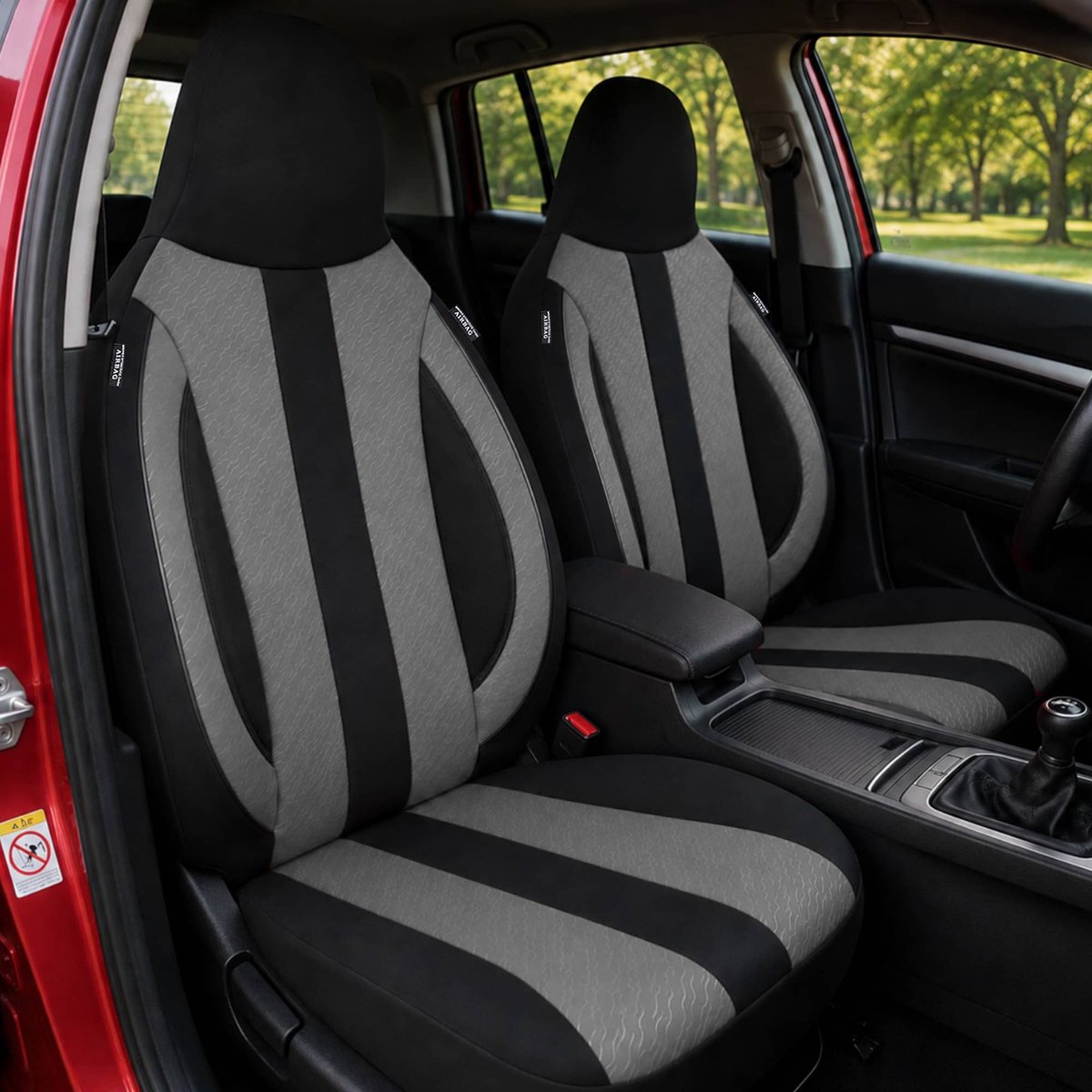 Autostoelhoezen voor BMW 1er BJ vanaf 2017 – Stoelhoezen voor bestuurder en passagier in Zwart/Grijs